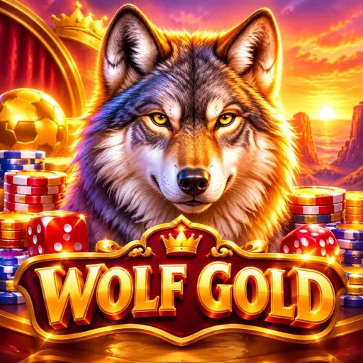 Capa do slot Wolf Gold com lobo no deserto americano